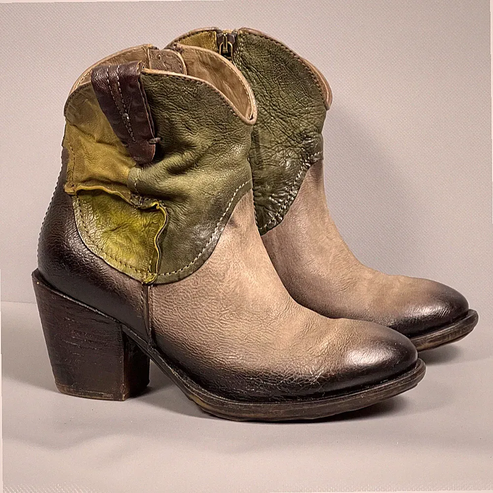 AS 98 Airstep Leder Stiefeletten Größe 36 Biker Moto Style Reißverschluss Boo...