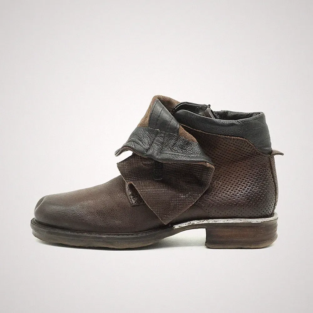 AS.98 Damen Stiefel EU 36 Braun Leder Halbhoch Reißverschluss