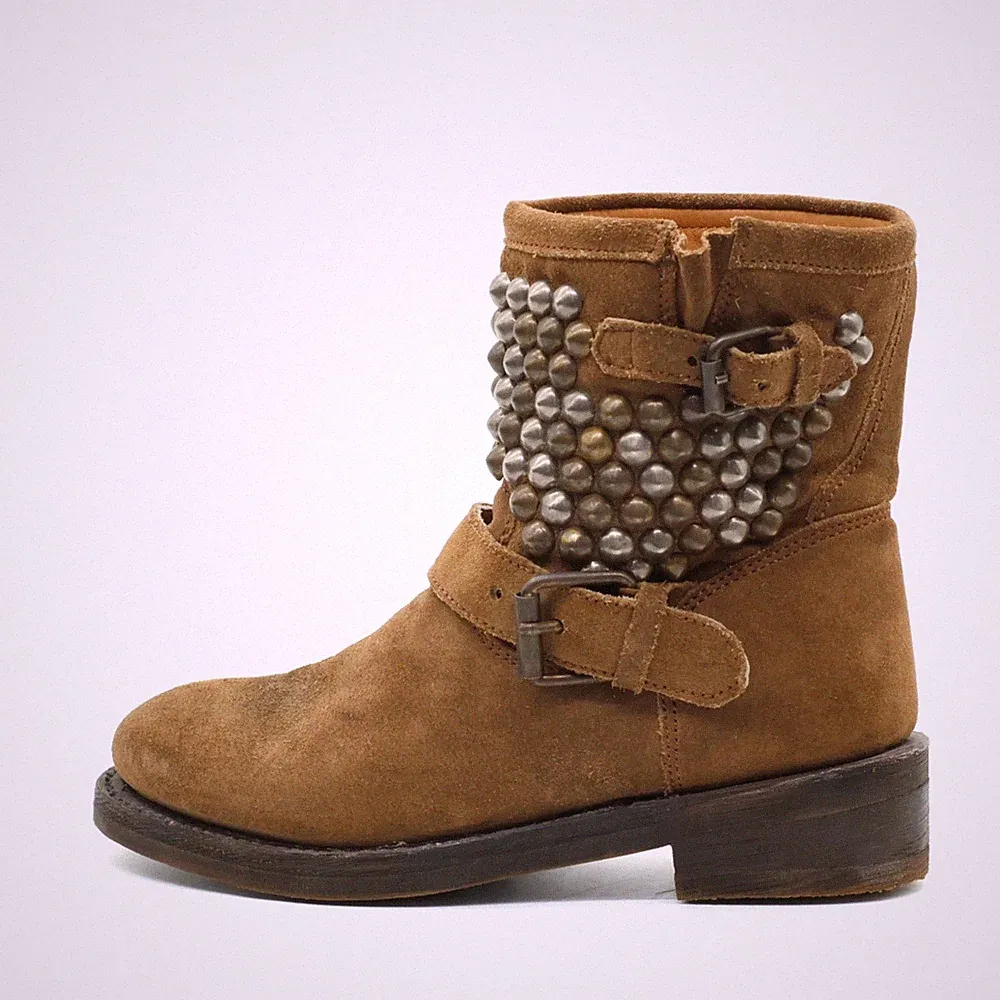 ASH Damen Biker Stiefeletten Booties braun Wildleder Knöchelhoch Used Look EU 36