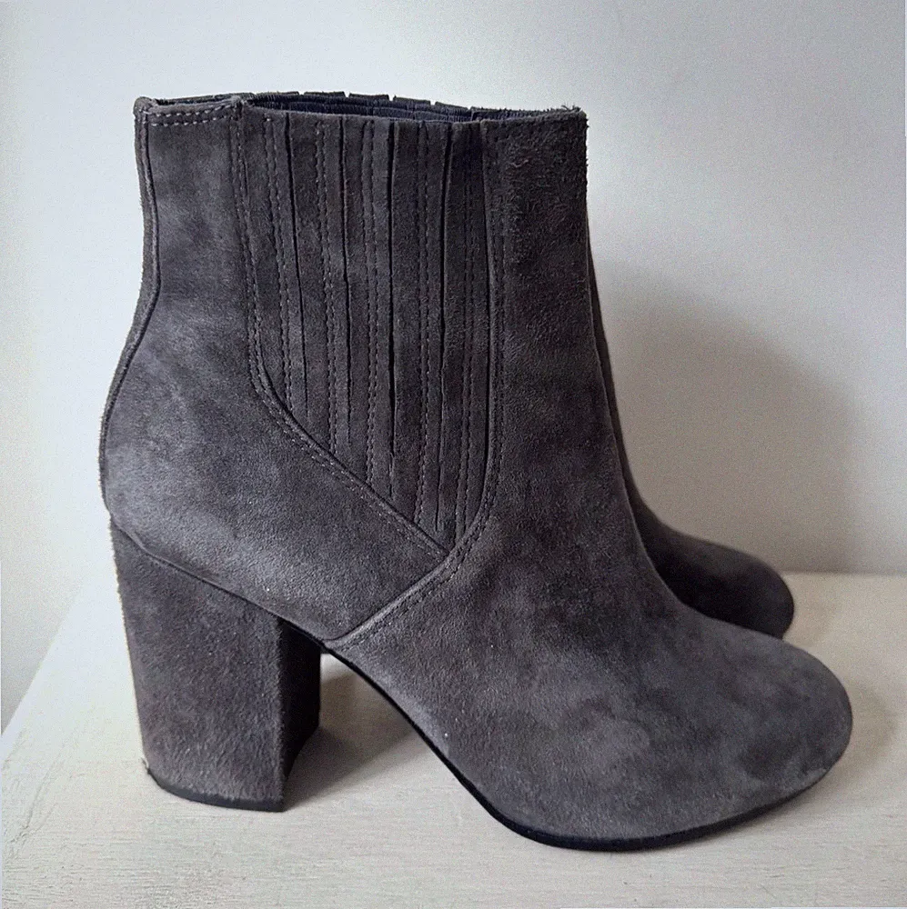 ASH Damen Stiefel 6 Blockabsatz Knöchel Wildleder zum Überziehen Winter Smart Freizeit Arbeit