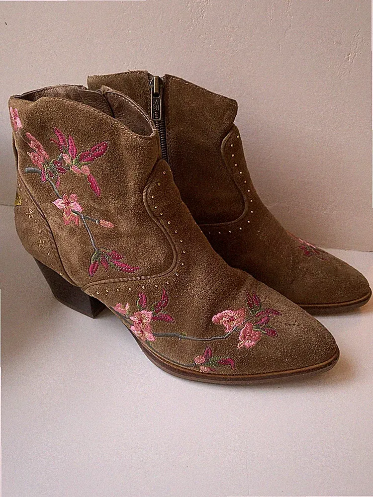 ASH Wild Leder Boots Stiefelette Stiefel Cowboy Western Ethno Festival Gr. 37