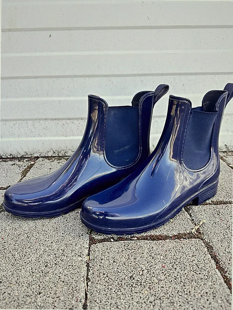 Asmar Damen Chelsea Gummistiefel Blau EU 38 rutschfest Blockabsatz