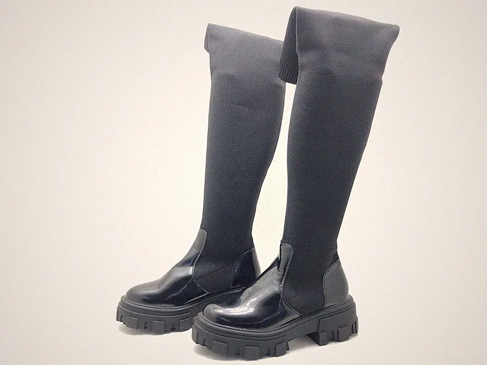 ASOS Damen Stiefel Gr. 38 Stiefeletten Overknees Absatzschuhe Komfort Schwarz