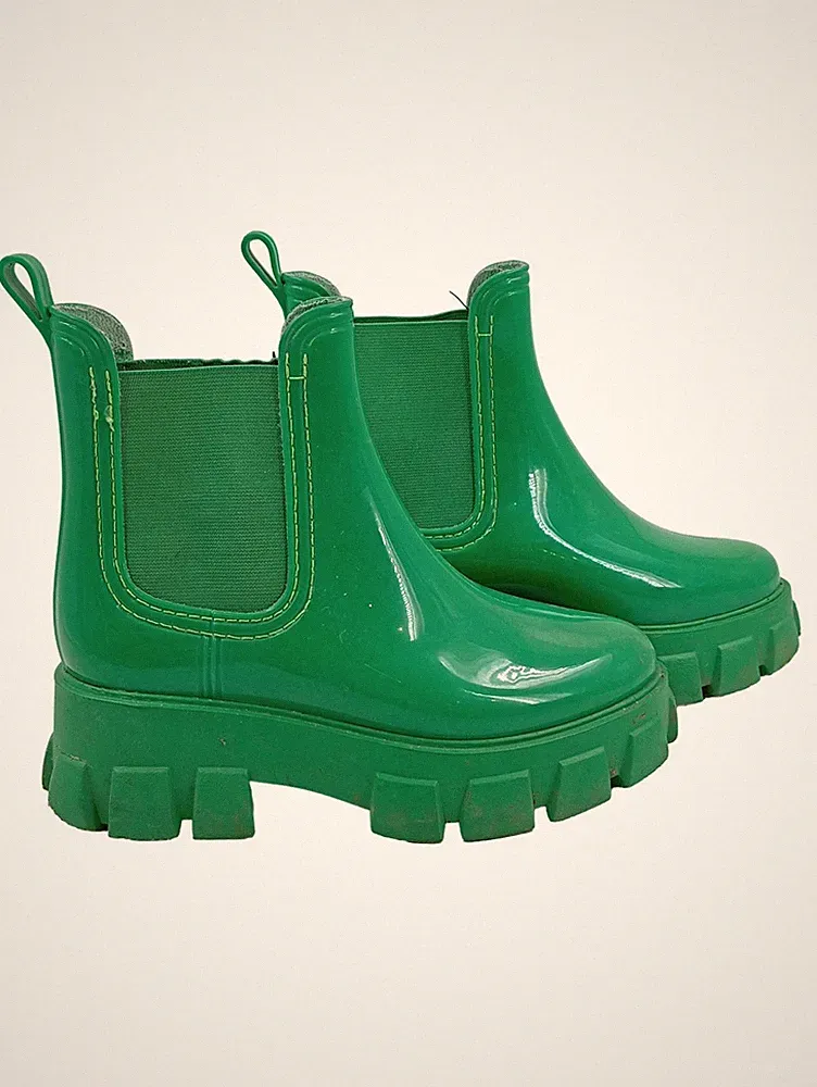 ASOS Gummistiefel Chelsea Boots Damen Grün Gr. 36 Modisch