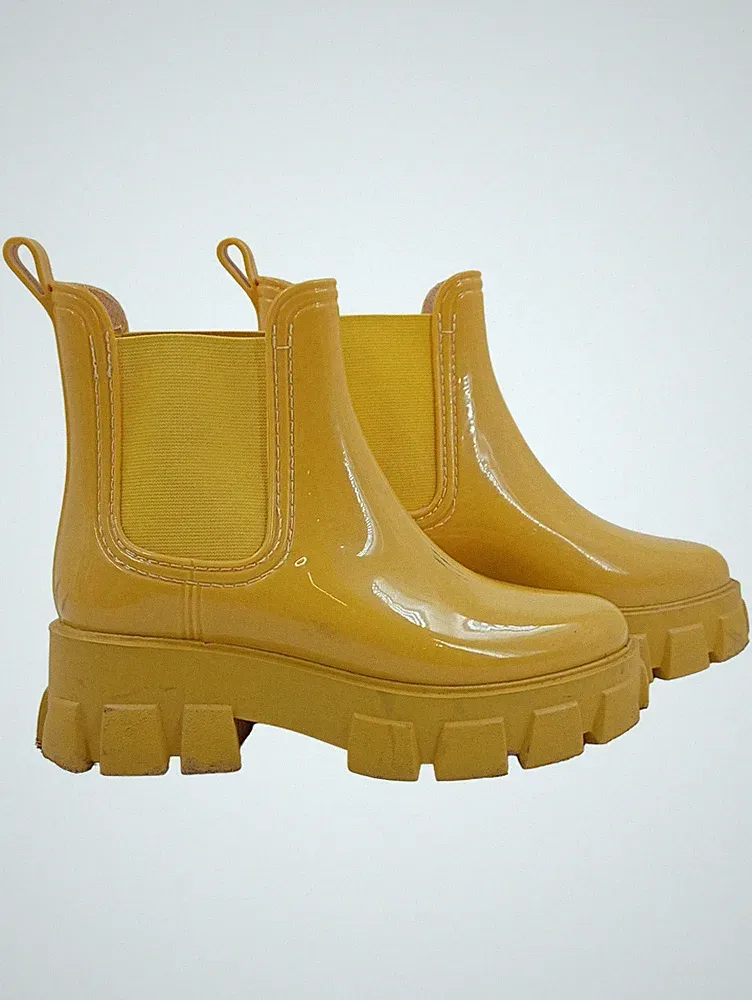 ASOS Gummistiefel Chelsea Boots Gelb Gr. 36 Damen Modisch