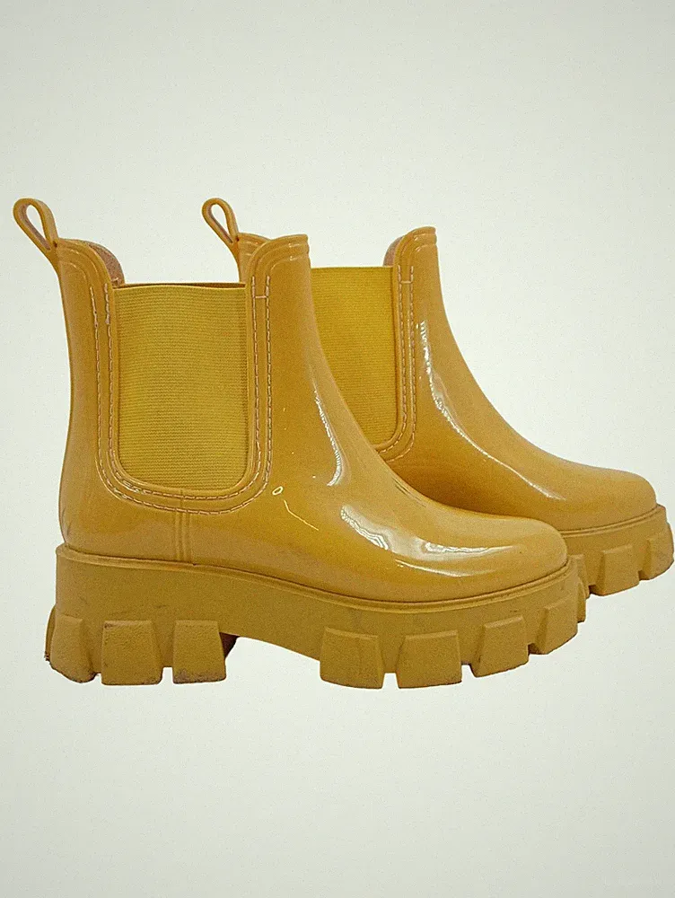 ASOS Gummistiefel Chelsea Boots Gelb Gr. 36 Damen Modisch