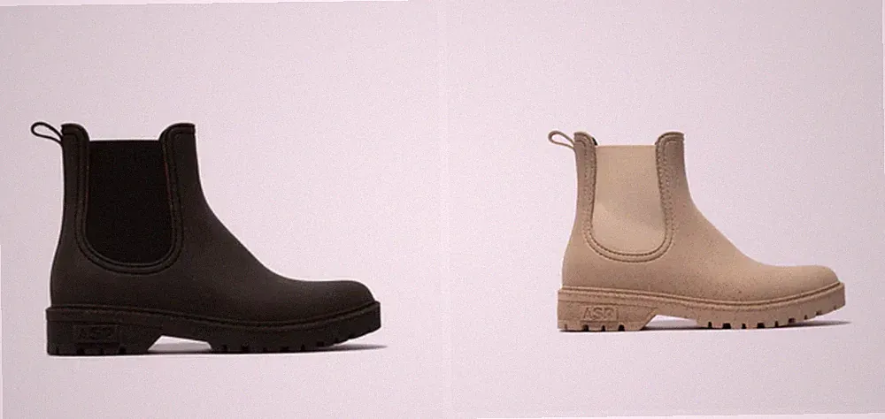 ASPORTUGUESAS OAK Gummistiefel Chelsea Anle Boot Stiefelette schwarz und natural