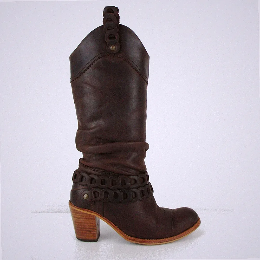 ATEMBERAUBENDE DAMEN FLY LONDON LEDER WESTERNSTIEFEL 4 37 BRAUN SELTEN BOHO FESTIVAL