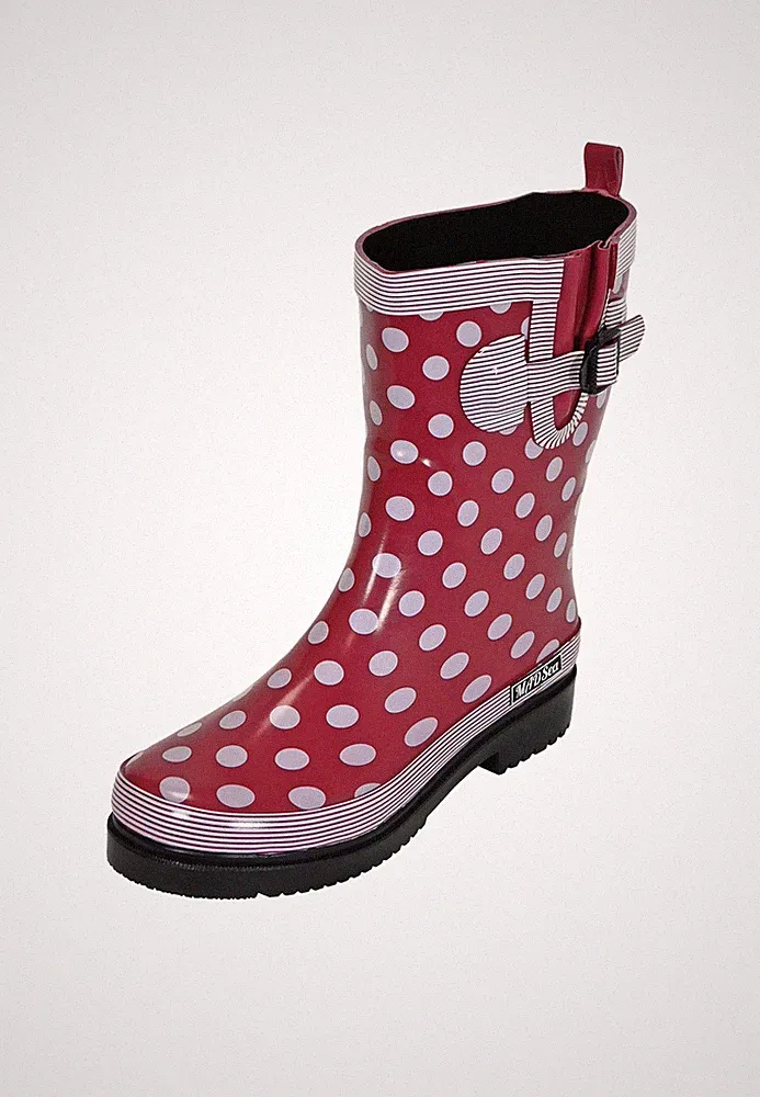 B-Ware MADSea Damen Gummistiefel Ocean Punkte Halbschaft wasserdicht bequem