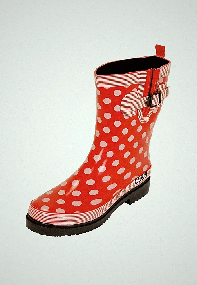 B-Ware MADSea Damen Gummistiefel Ocean rot Punkte Halbschaft Regenstiefel