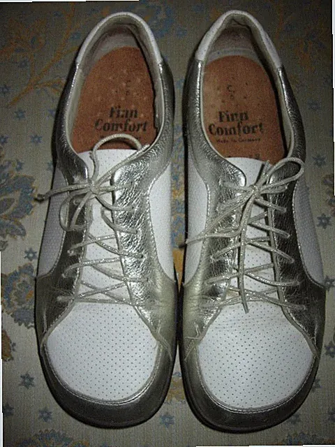 BÄR Schuhe 6,5/ 40 Lederschuhe weiß/silber getragen Top Zustand