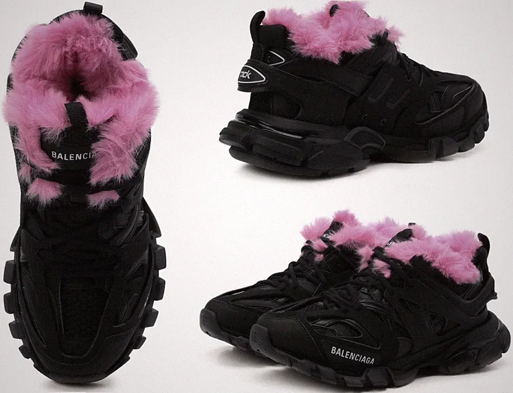 Balenciaga Track Sneaker Faux Fur-lined Schuhe Trainers Shoes Mesh Rubber New 37