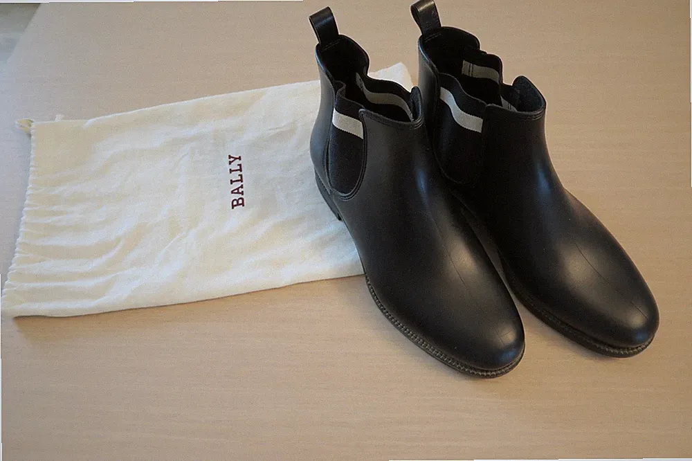 Bally, Gummistiefel, Stiefeletten, Damen, Gr. 38, schwarz + Bally Schuhbeutel
