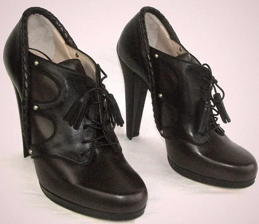 BALLY Stiefeletten DEDICA Absatz 12 cm Schnürer Leder braun und schwarz 40 EUR 9,5 US