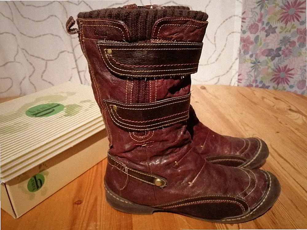 Bama Stiefel Gr. 41 Leder Langschaft gefüttert braun