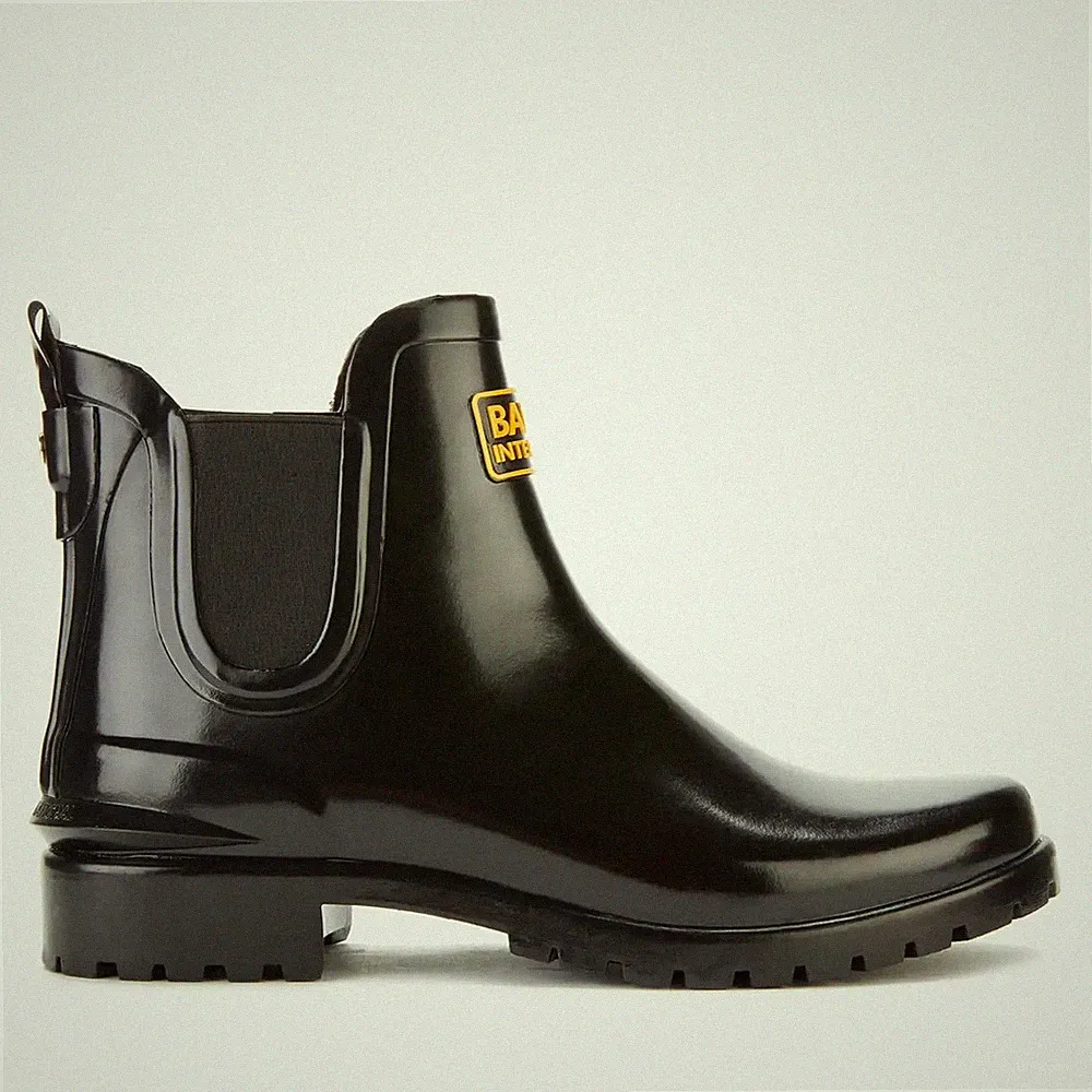 Barbour Chelsea Stiefel Gummi schwarz glänzend UK5 153898834 [U]