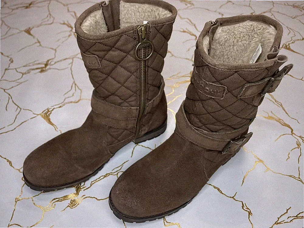 Barbour Damen Braun Wildleder Kunst Reißverschluss Stiefeletten Größe US 8 UK...