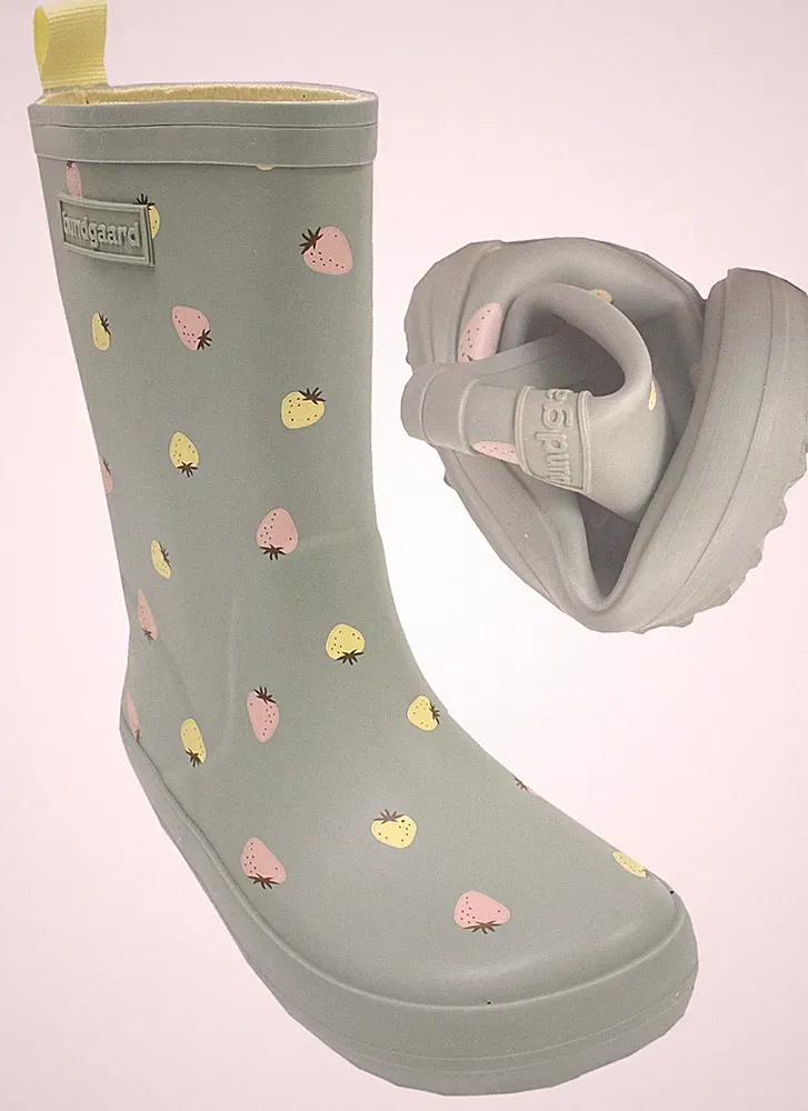 Barfuß Gummistiefel aus Naturgummi Erdbeer Matt Grün Charly High von BUNDGAARD