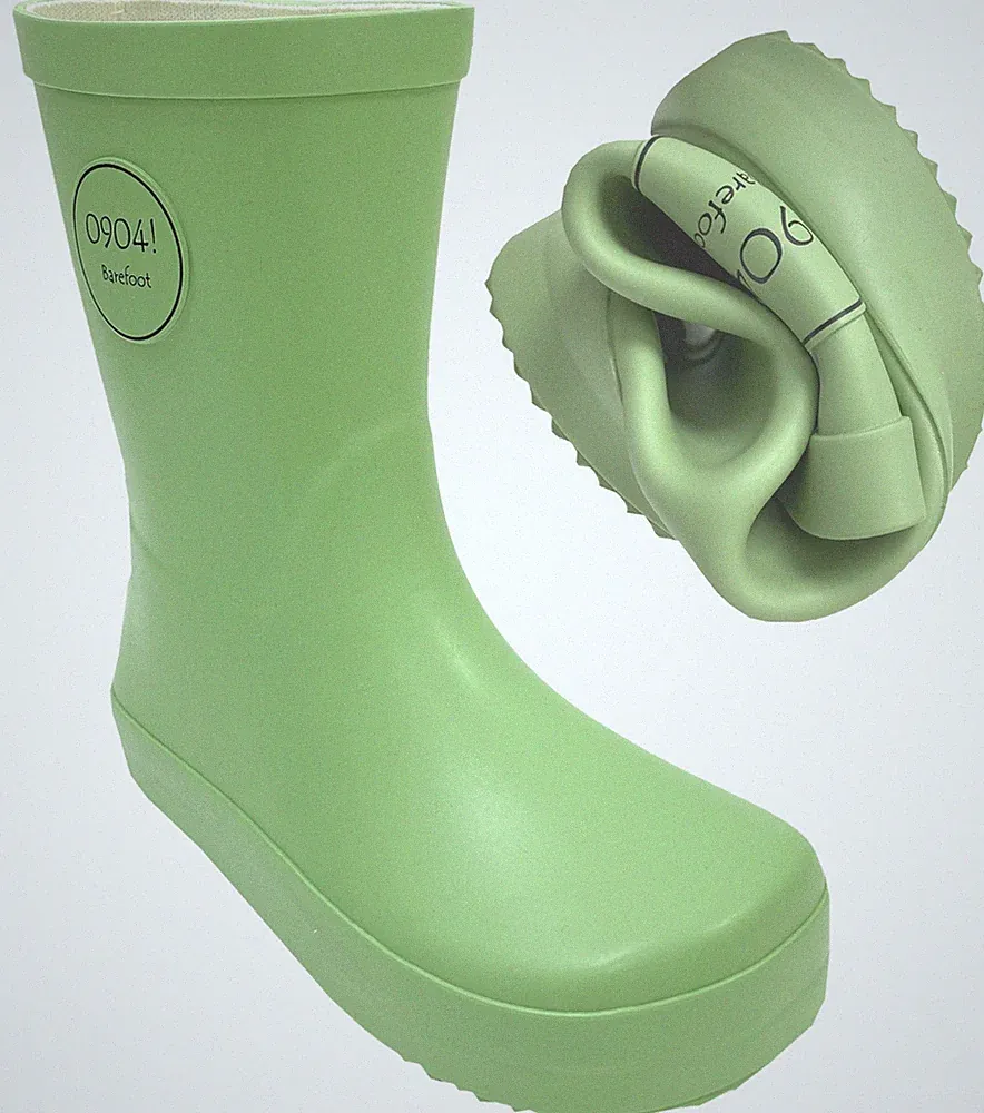 Barfuß Gummistiefel aus Naturkautschuk von *0904! Barefoot* in Light Green