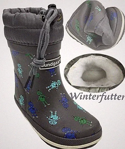 Barfuß Gummistiefel Kurzschaft * CIRRO LOW Warm * in Grau Roboter v. Bundgaard