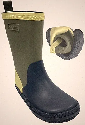 Barfuß Gummistiefel Naturgummi Tricolor Lemon, Navy, Khaki Charly High BUNDGAARD