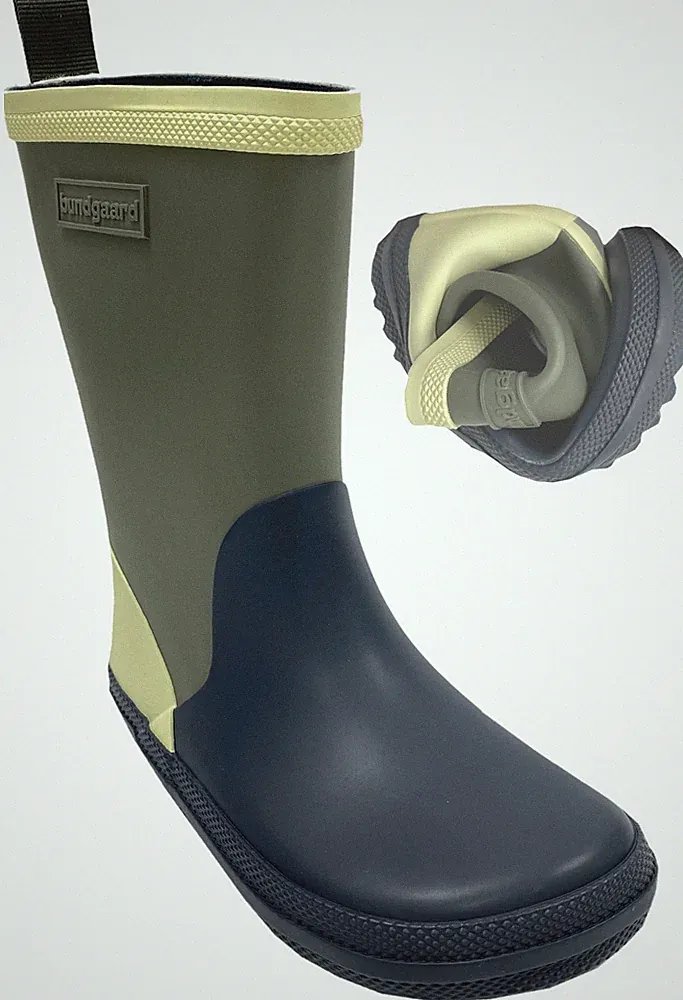 Barfuß Gummistiefel Naturgummi Tricolor Lemon, Navy, Khaki Charly High BUNDGAARD