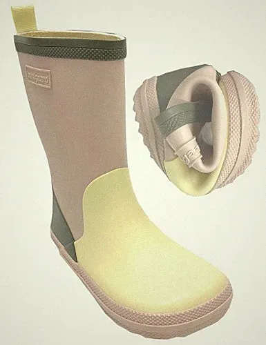 Barfuß Gummistiefel Naturgummi Tricolor Lemon, Rose, Khaki Charly High BUNDGAARD