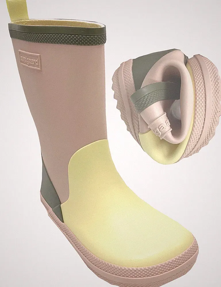 Barfuß Gummistiefel Naturgummi Tricolor Lemon, Rose, Khaki Charly High BUNDGAARD