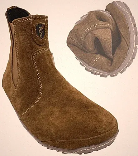 Barfußschuhe/ Chelsea Boots, Leder mit Filzfutter in COGNAC MAGICAL Shoes