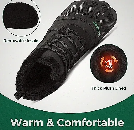 Barfußschuhe Gefüttert Herren Winterschuhe Damen Warm Winterstiefel Schwarz NEU