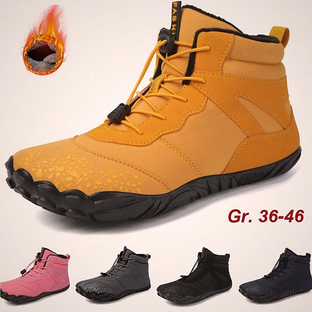 Barfußschuhe Herren Warm Gefüttert Wanderschuhe Damen Winterstiefel Winterschuhe