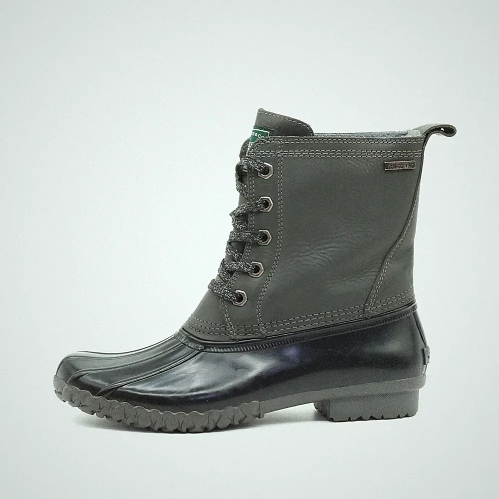 Bass Damen Duck Boot Stiefel grau schwarz Leder Boots Outdoor-Stiefel EU 36