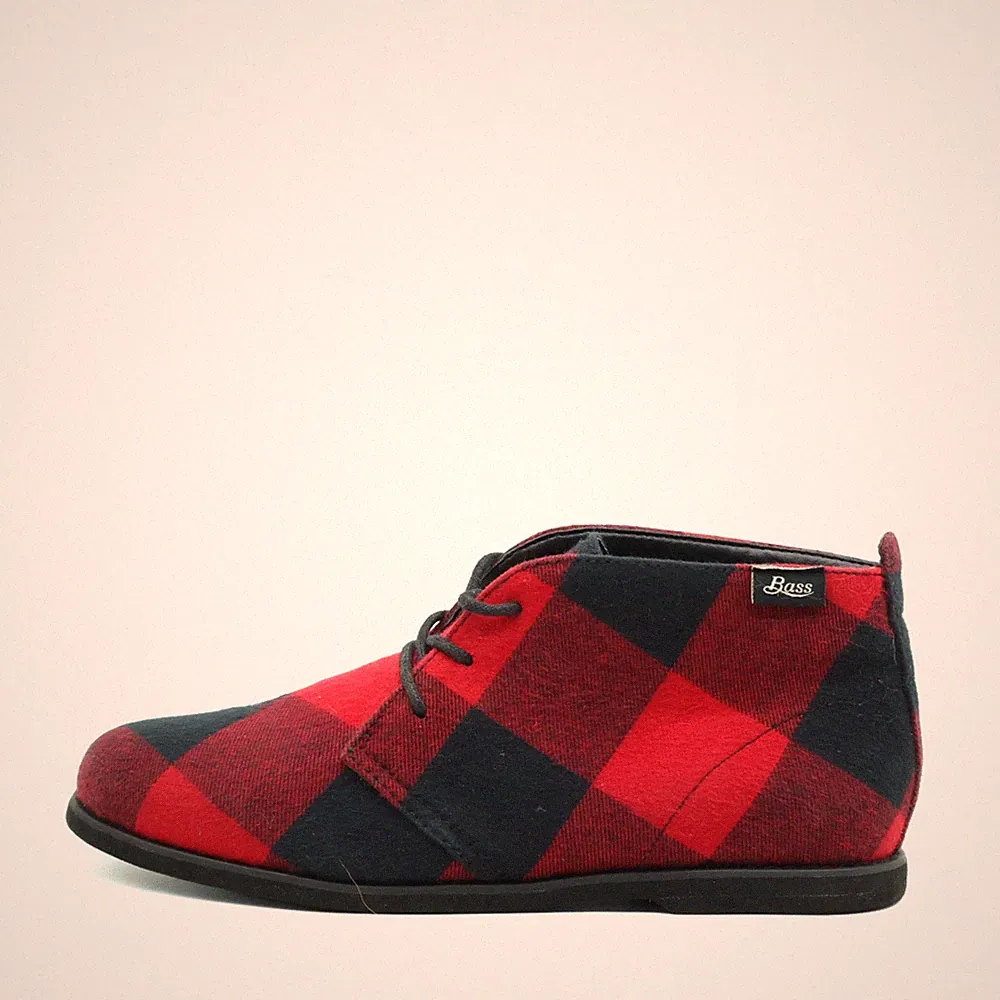 Bass Damen Elyse Stiefel Rot Schwarz Stoff Knöchelhoch Chukka Boots EU 39.5