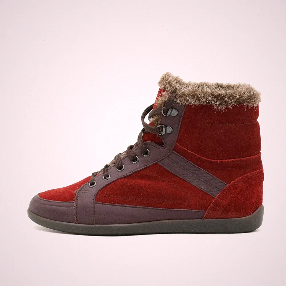 Bata Damen Flexible Stiefel Rot Braun Wildleder Warmfutter Sneaker EU 37