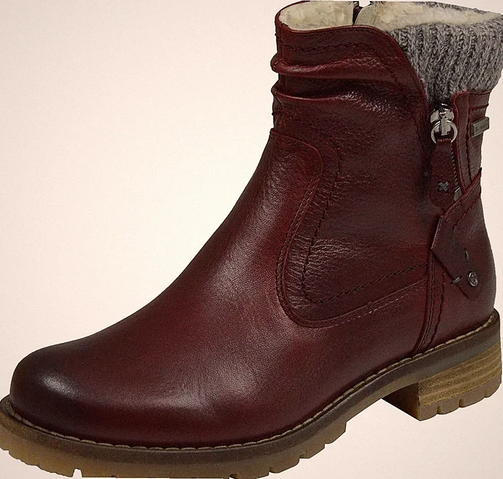 Be Natural Jana Sympatex Damen Knöchelstiefel Größe 37 Rot Leder