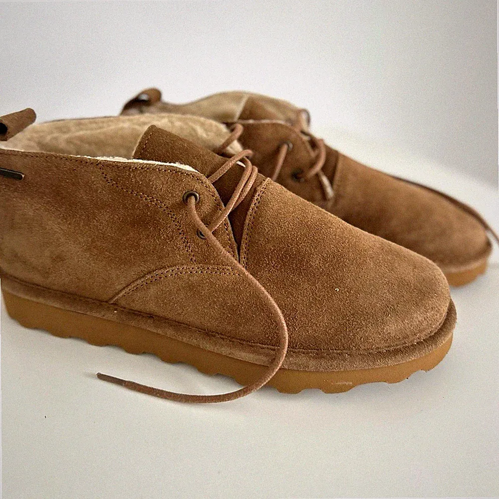 BEARPAW Herren Chukka-Stiefel Wildleder braun Lammfell gefüttert EU 43