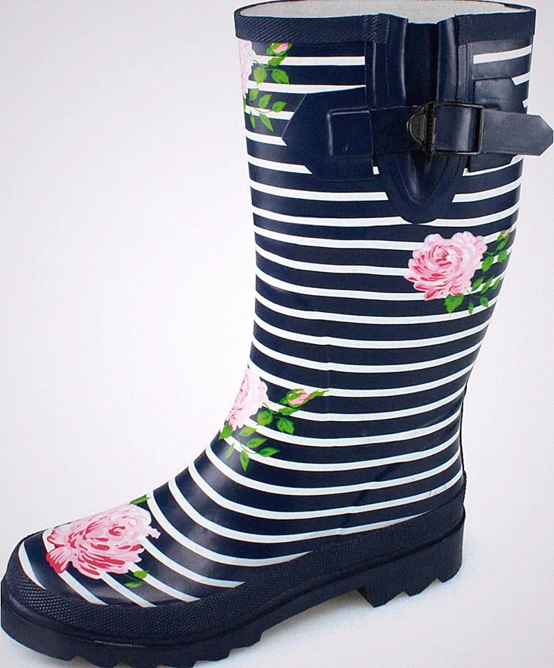Beck 834 Stripes Topmodischer Gummistiefel Regenstiefel 36-42 - Regen blau weiß