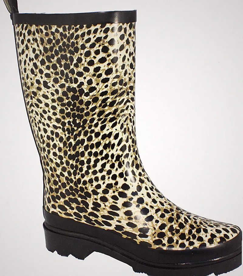 Beck 892 modische Gummistiefel Stiefeletten Damen Wildlife Tiger Leo Muster