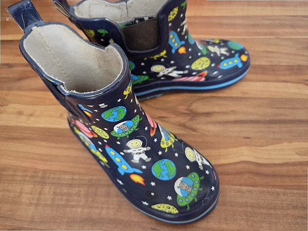 Beck Gummistiefel 23 Weltall Space blau kurze Stiefel Planeten Aliens Rakete