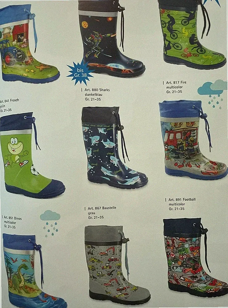 Beck Jungen Kinder Baby Regen Matsch Gummistiefel Gr 21-38 div Motive