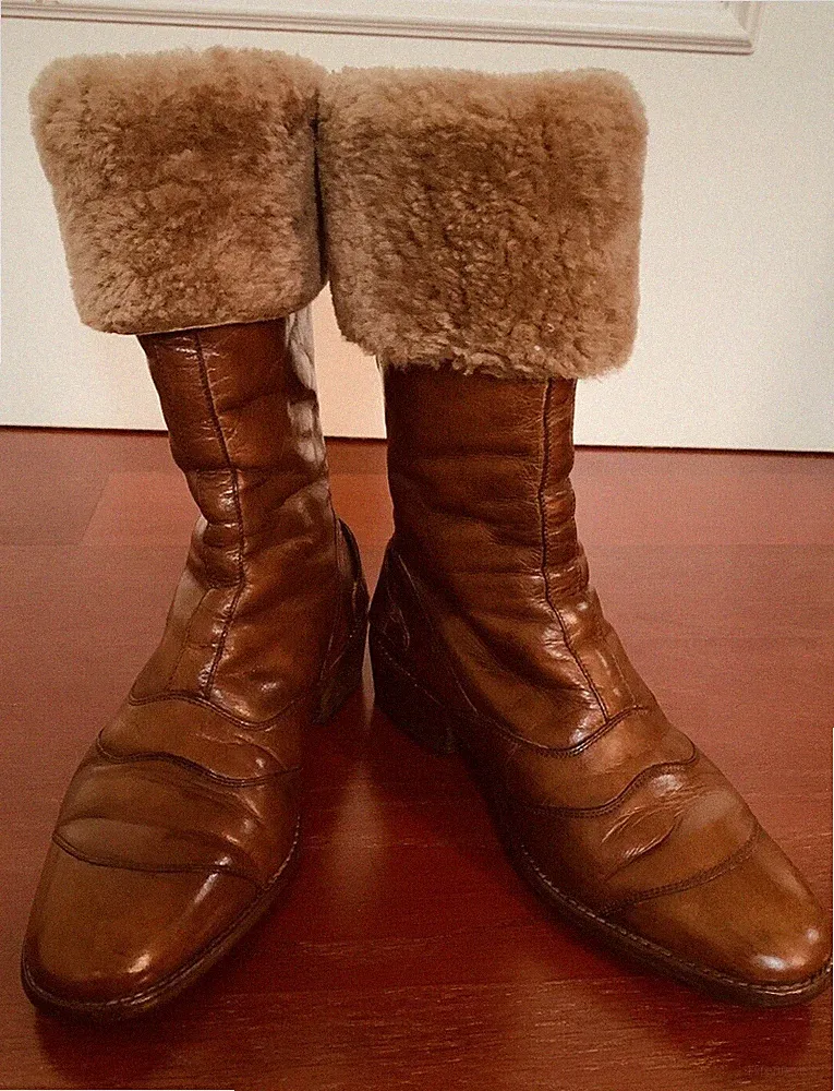 Belstaff Trialmaster 1955 💕 Winter-Leder-Stiefel Lammfell Gr. 39 Cognac Braun