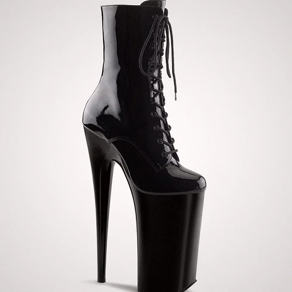 BEYOND-1020 sexy Pleaser Skyscraper High-Heels Plateaustiefeletten schwarz Lack