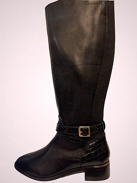 BIBA Leder Kroko Kniehoch Stiefel Eu 6 US 8 Eu 39 Ref D61 #