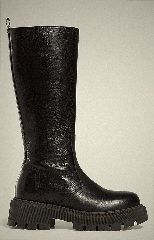 BIKKEMBERGS - LEDERSTIEFEL SCHWARZ HOHER BODEN 25024