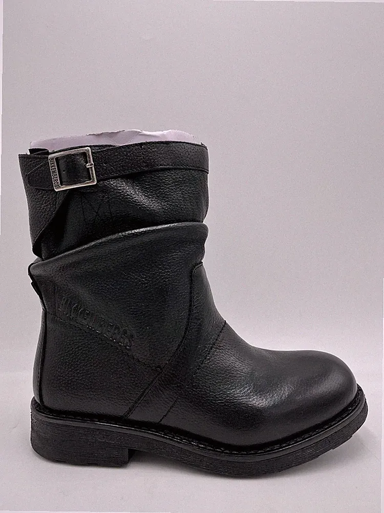 BIKKEMBERGS - LEDERSTIEFELETTE SCHWARZ NIEDRIG 22119