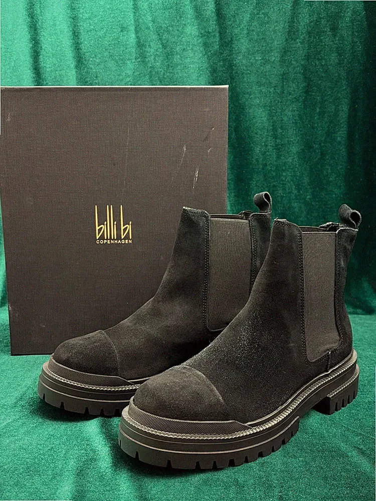 BILLI BI Black Suede 500 Damen EU 37 Schuhe Stiefel Knöchellang Gummizug Zwickel