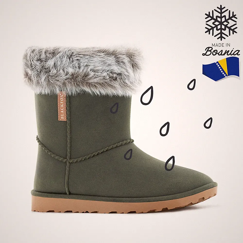 BLACKFOX Damen-Winterboot Gummistiefel TIWA Khaki Grün wasserdicht gefüttert