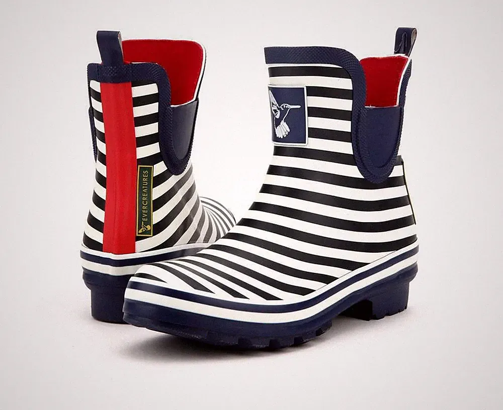 Blaue Gummistiefel Grösse 36 Marke Evercreatures Blau Weiss gestreift Stiefel