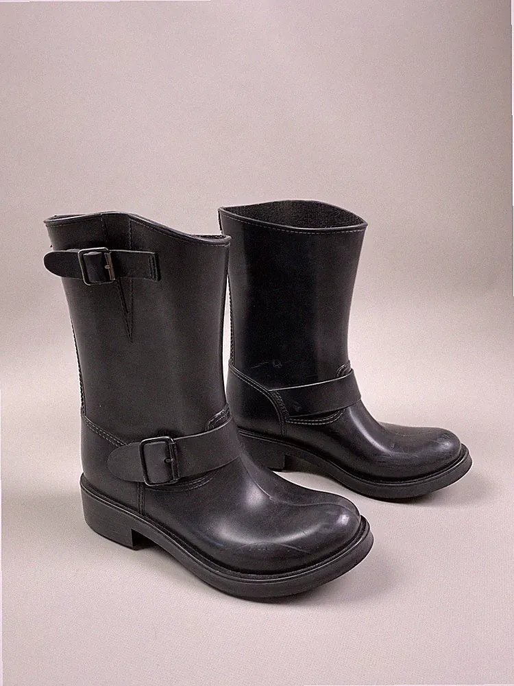 Blauer Damen Gummi Hohe Stiefel Gr.37