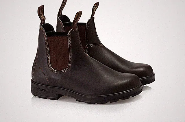 BLUNDSTONE 500 Leder Stiefen Dunklebraun Gr. 41 Chelsea Boots Schuhe Neu